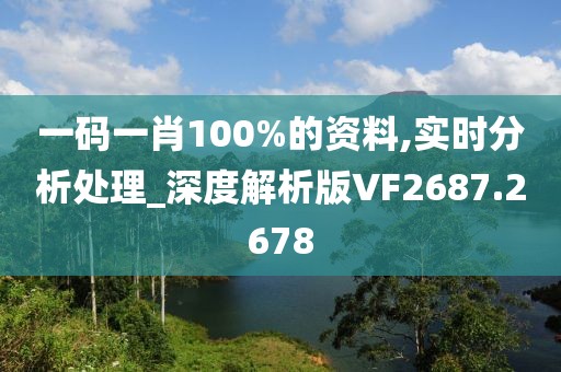 一码一肖100%的资料,实时分析处理_深度解析版VF2687.2678