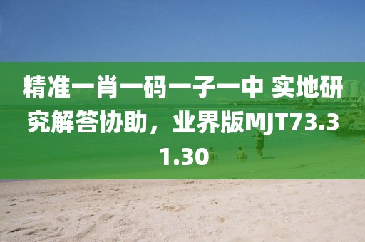 精准一肖一码一子一中 实地研究解答协助，业界版MJT73.31.30