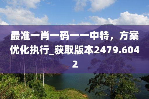 最准一肖一码一一中特，方案优化执行_获取版本2479.6042