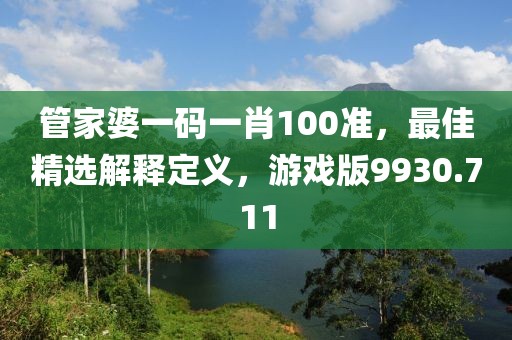 管家婆一码一肖100准，最佳精选解释定义，游戏版9930.711
